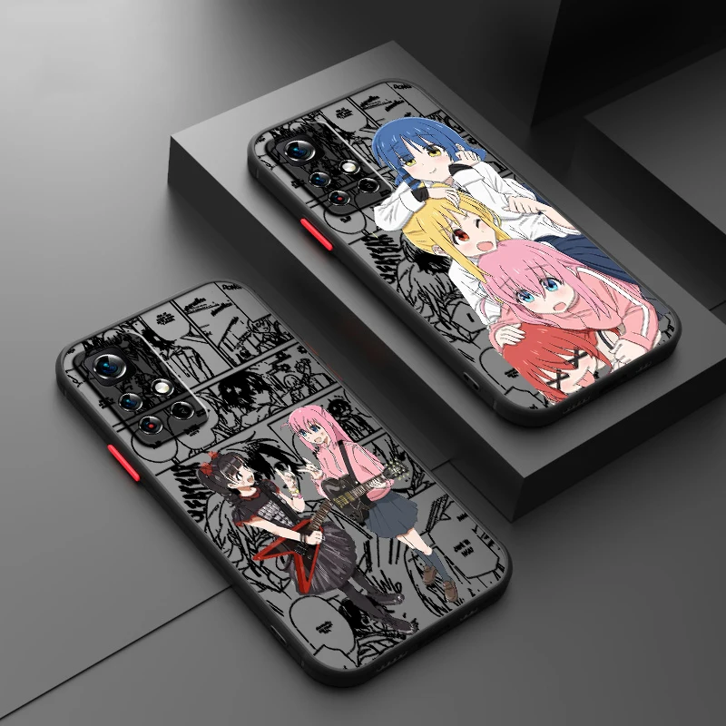 

Bocchi The Rock Cartoon Frosted Translucent For Redmi Note 13 12 12S 12T 11 11T 11E 10 10S 9 Pro Plus 5G TPU Phone Case