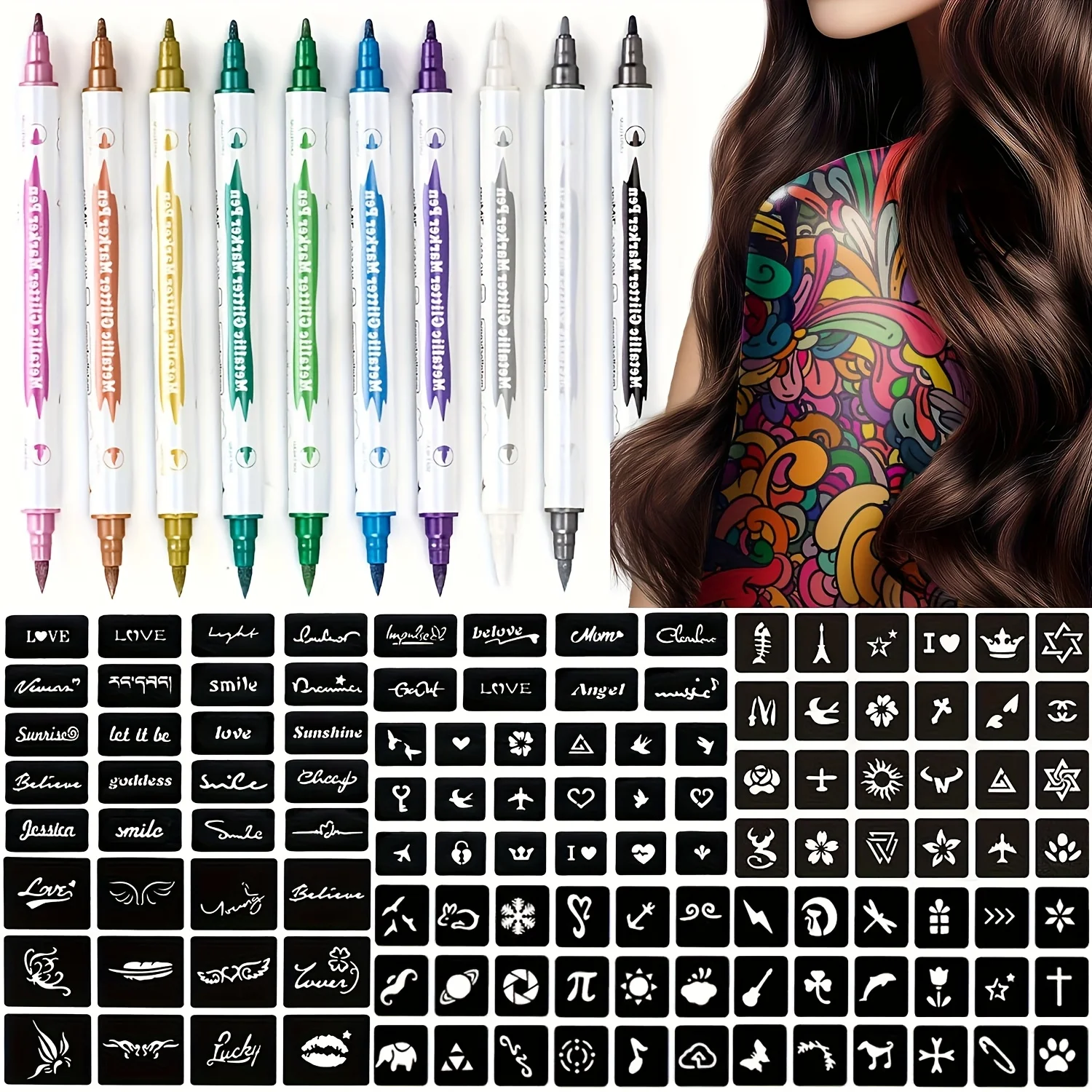 

Набор из 10 цветов краски для тела с наклейками-тату, подходит для светлой бежевой кожи и лица, стойкие цвета, безопасные и точные в использовании.