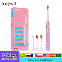 Fairywill Sonic Electric Toothbrush FW-508 USB Charger IPX7 Waterproof Electronic Toothbrush with 8 Replacement Brush Heads