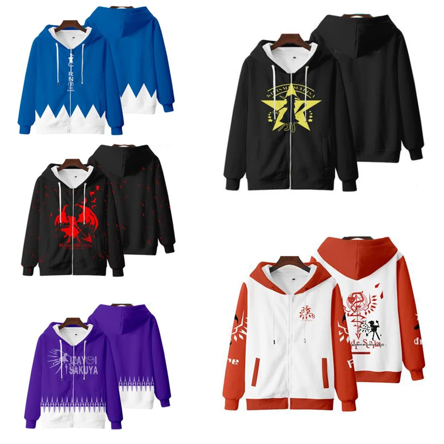 Touhou Project Cosplay Costume Cirno Sakuya Izayoi Remilia Scarlet Flandre Scarlet Unisex 3D Hoodies Zipper Hooded Sweatshirts