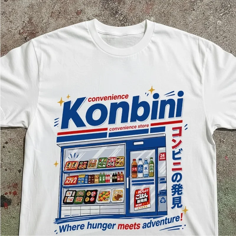 Tokyo Convenience Store T-shirt Retro Japanese Style Unisex Casual Retro Cotton Men's T-shirt