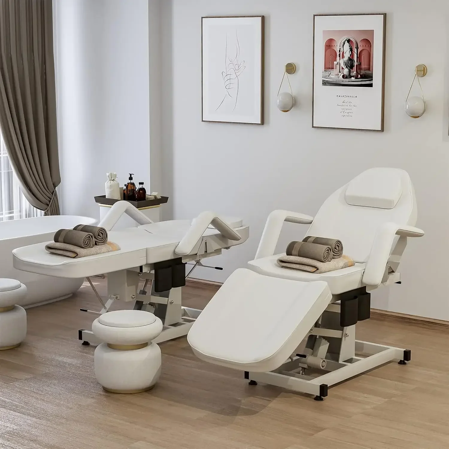 

#For for Electric Height Adjustable Tattoo Spa Bed Chair, Electric Lift Massage Table 3-Section Folding with Storage Pocket