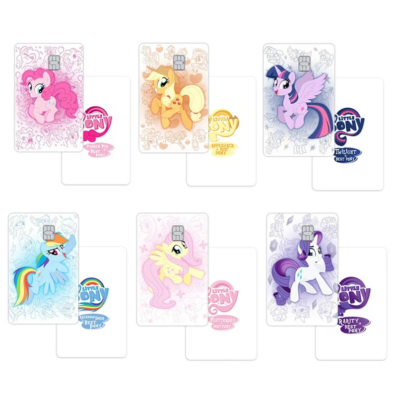 

2PCS Anime My Little Pony Credit Card Skin Stickers for VISA Card Debit Bank Charge Card No Adhesive Residue Waterproof Sticker