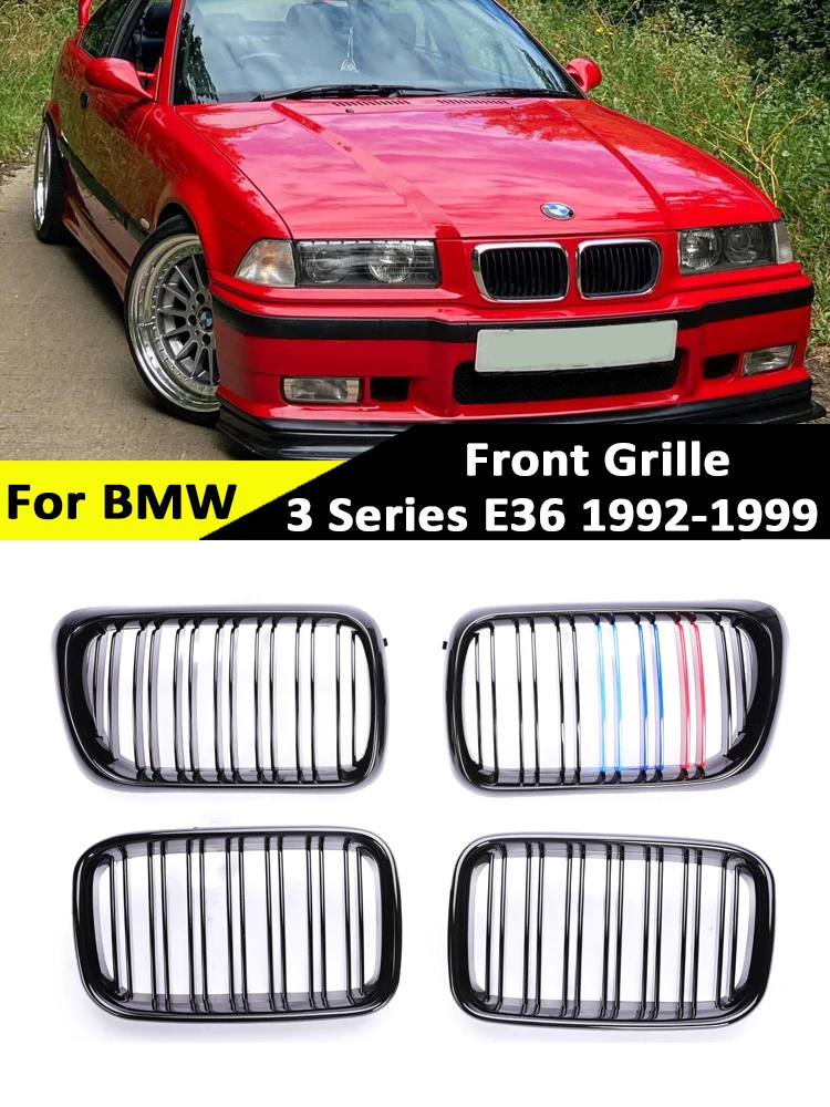 Intake Lower Front Bumper Kidney Grille Gloss Black Matte Multi Color Twin Slat Grills for BMW 3 Series E36 LCI (1992-1999)