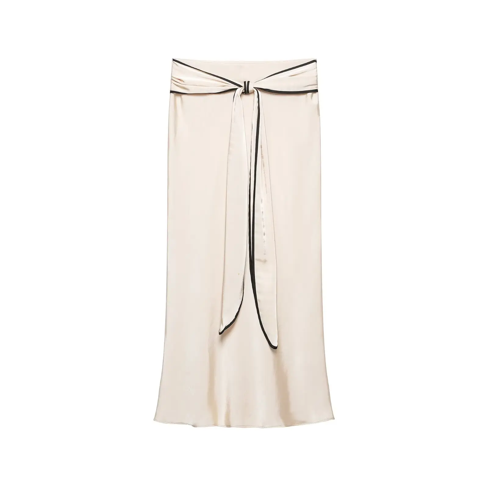 KLKXMYT Elegant Chic Satin Knot Tie Straps Skirts Women 2026 Summer Vacation Wear High Waist Ruffles Midi Skirt Mujer