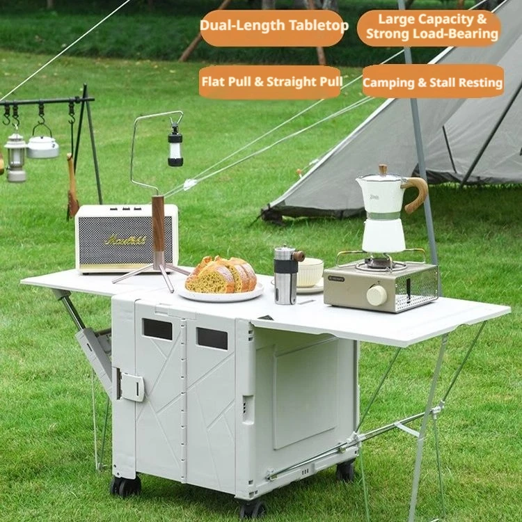 Foldable Shopping Cart with Wheels, Portable Collapsible Trolley Crate with Telescopic Handle for Grocery, Camping, Travel