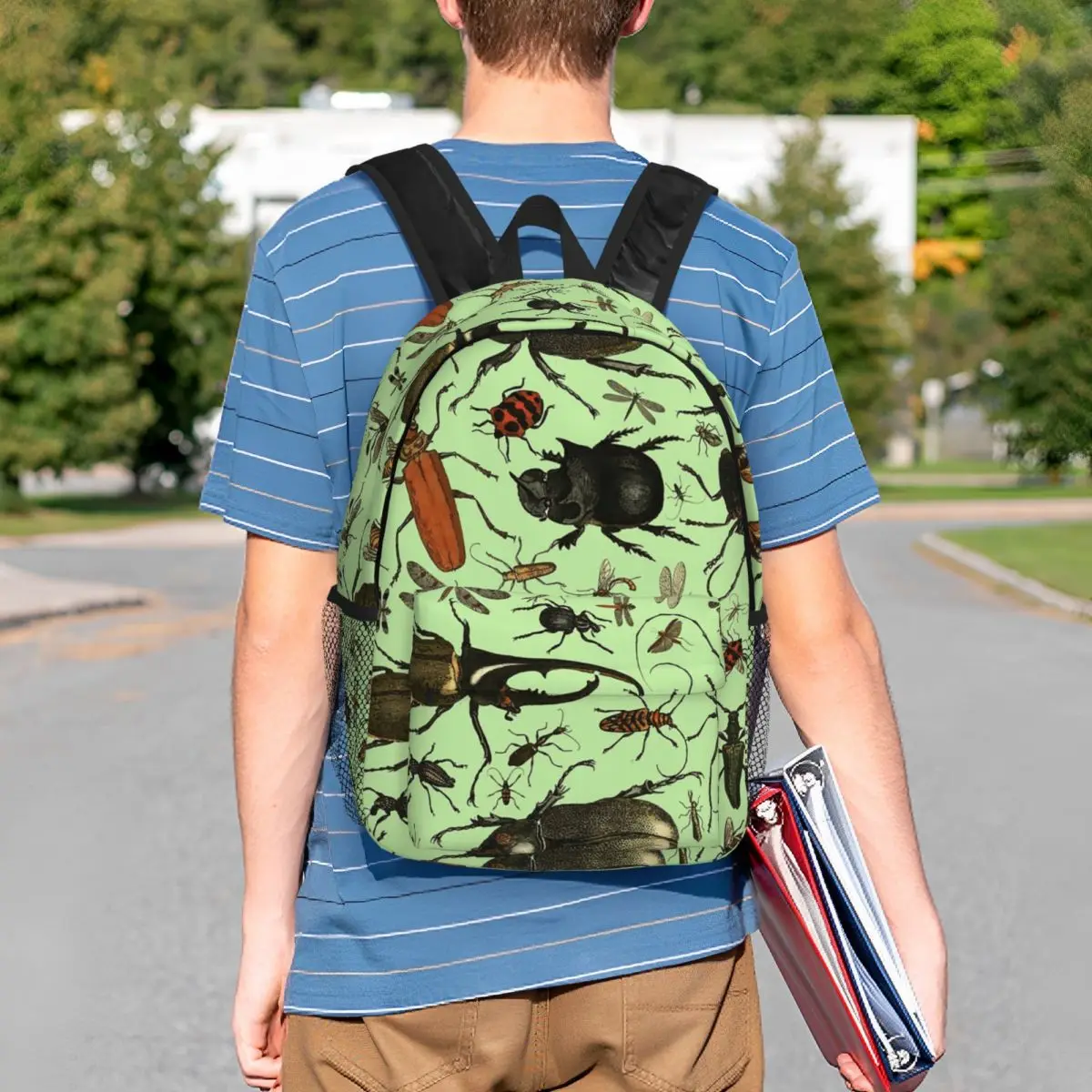 Vintage Insect Bug Themed Backpack Student BookBag Kids School Bag Computer Shoulder Bags for Men Women