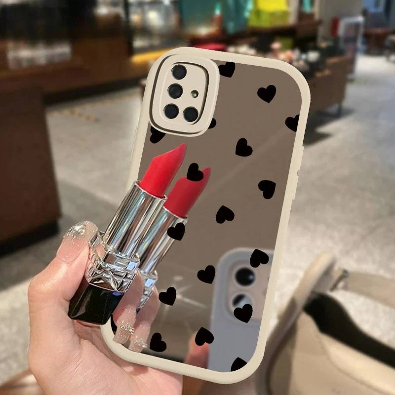 Mirror Silicone Case For Samsung Galaxy A05 A05S A10S A20S A21S A30 A30S A70 A11 A31 A51 A71 A03 A03S A04 A04E Love Heart Cover