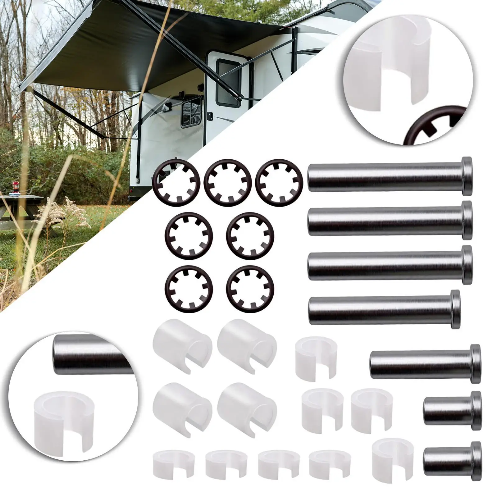 

RV Awning Maintenance Kit Power Awning Hardware Easy to Install Wear Resistant Sun Shade Arm Repair Set for 436366