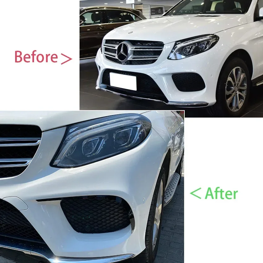 For Mercedes Benz GLE W166 C292 Coupe 43 AMG GLE 350 400 450 500 2015-2018 Front Bumper Fender Lip Trim Cover Styling Tuning ABS