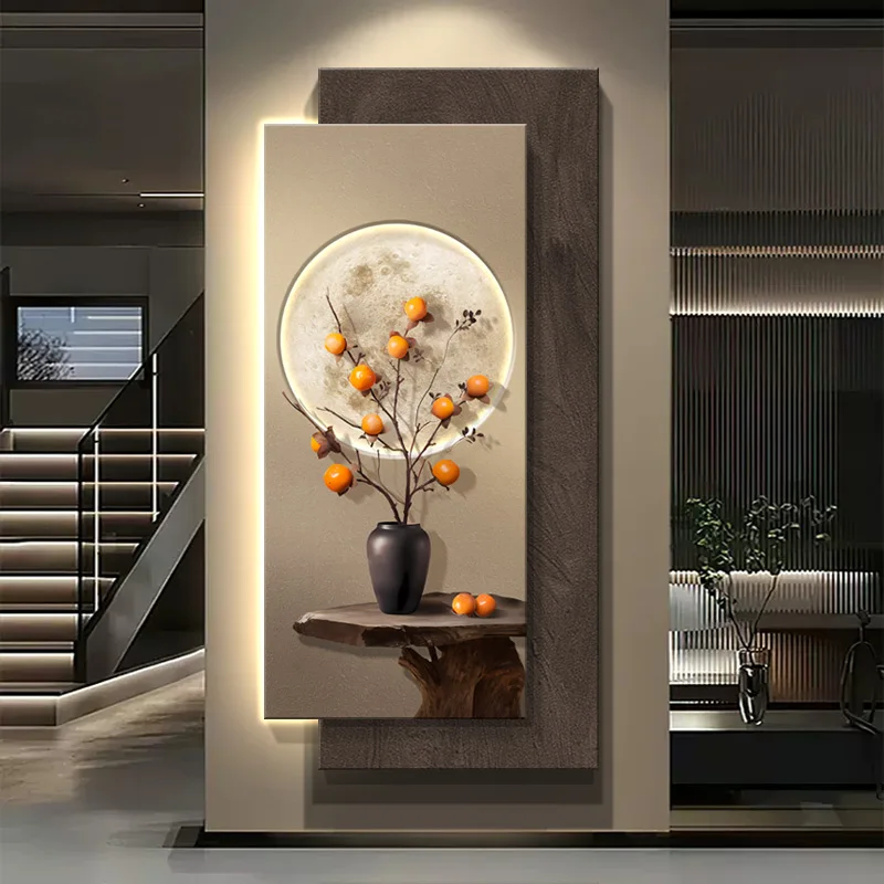 LED light three-dimensional sandstone porch decorative painting with light light corridor corridor hanging painting new Chinese