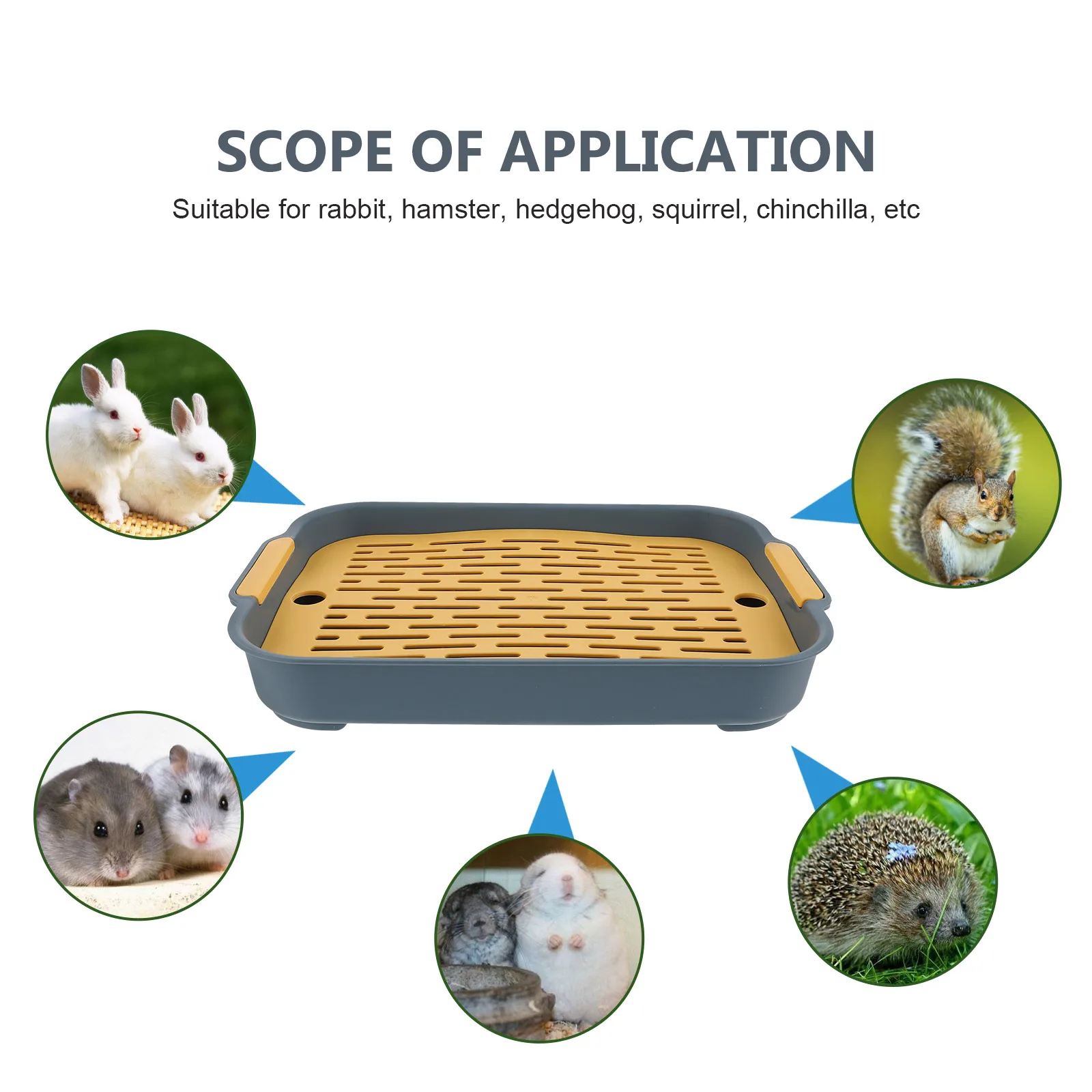 

Rabbit Litter Box Rectangular Design Flat Bottom Thick Net Cage Hamster Potty Blue Color Anti Flip Small Rabbit Guinea Pig