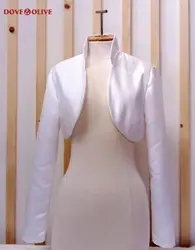 Long Sleeves Wedding Jacket with Collar High neck White Bridal Cape Bride Bolero Women Formal Party Shrug Custom made