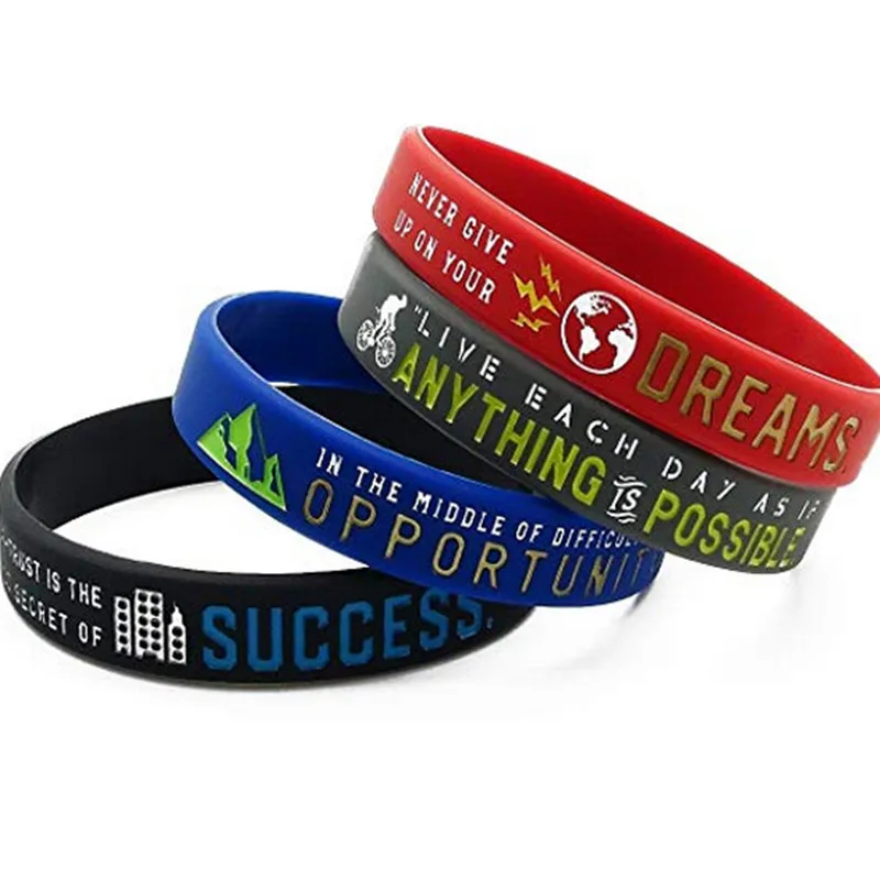 1pc/4pcs inspirational Dream opportunity Anything is possible success rubber bracelet silicone wristband