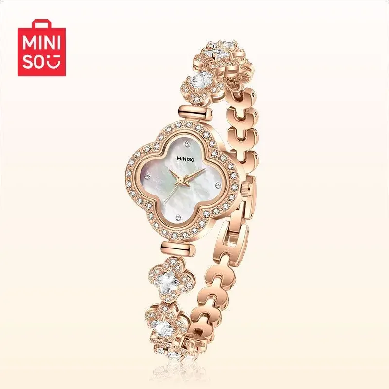 MINISO Genuine New Girls Four-leaf Clover Bracelet Quartz Watch Packed with Gypsy Bracelet