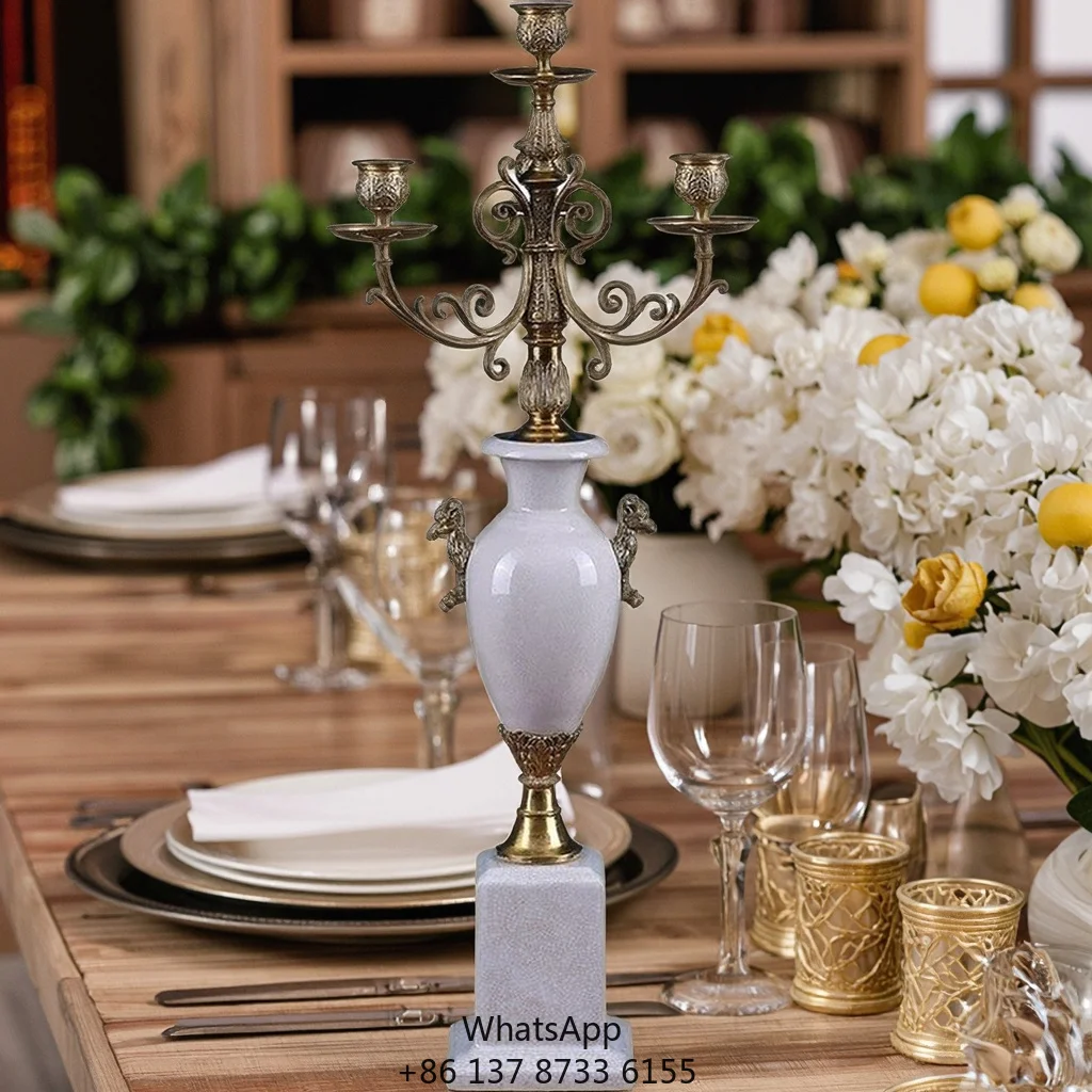 

Tall Elegant Antique Porcelain Candlestick Holder Home Decor Items For Living Room Home Accessories