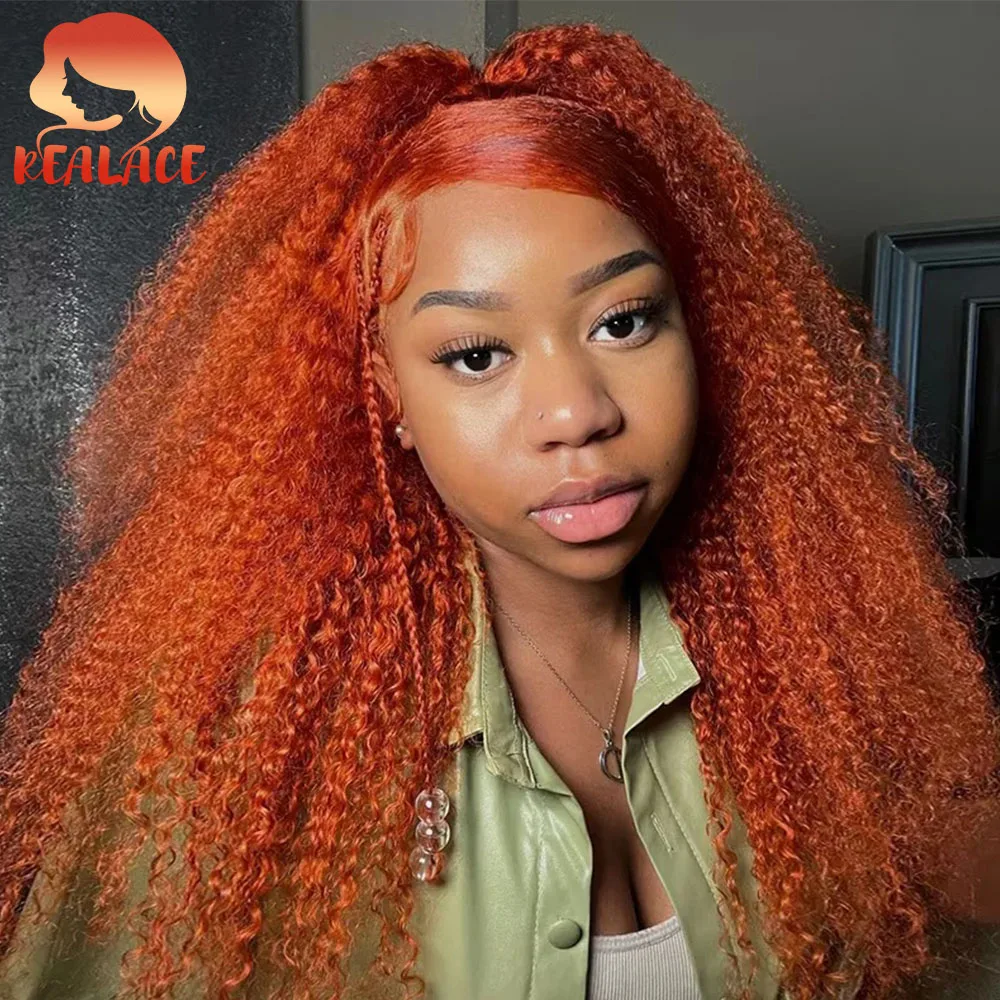 

Натуральный парик Realace Deep Wave из человеческих волос, цвет имбирный 350, кудрявый парик с кружевной передней частью для женщин, парик с HD-кружевом, мягкий, гладкий, с эффектом водной волны