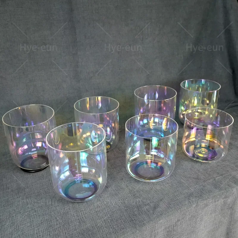 STAR LIN KUP 7pcs Crystal Singing Bowls Set 5.25-6.75 Inch C D E F G A B Notes Sound Healing Meditation Yoga Chakra Balance
