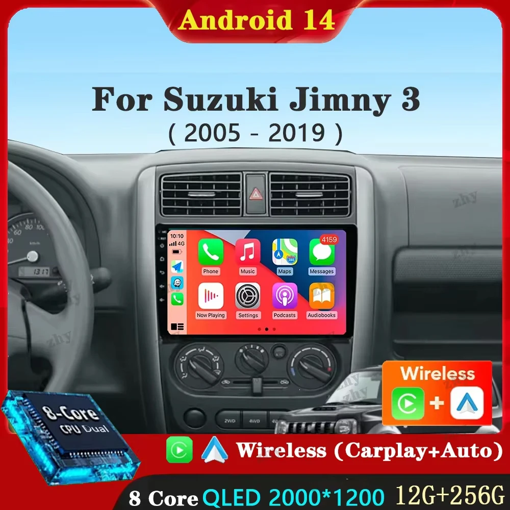 Android 14 Carplay Car Radio For Suzuki Jimny 3 2005 - 2019 Navigation GPS Multimedia Player WiFi+4G stereo 2 DIN BT 360 camera