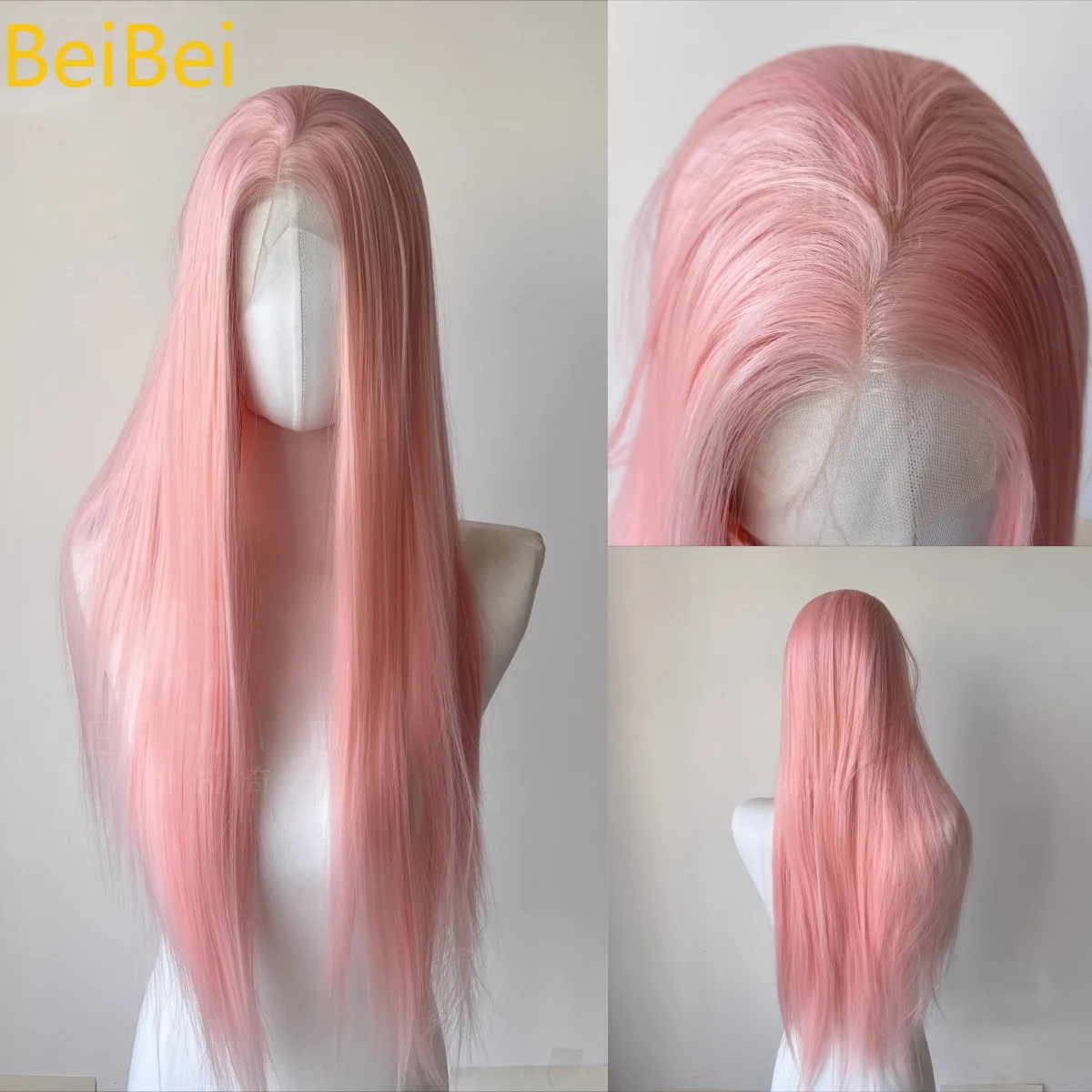 

Pink Lace Front Wig 13*4 Hand-hooked Wigs for Women High-temperature Fibers Long Straight Cosplay Natural Synthetic Lace Wigs