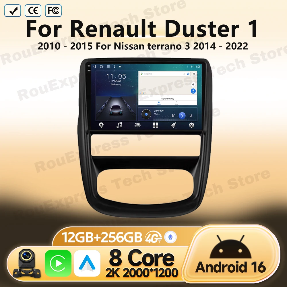 Android For Renault Duster 1 2010 2011 2012 - 2015 For Nissan terrano 3 2014 - 2022 GPS Navigation Multimedia Player Car Radio