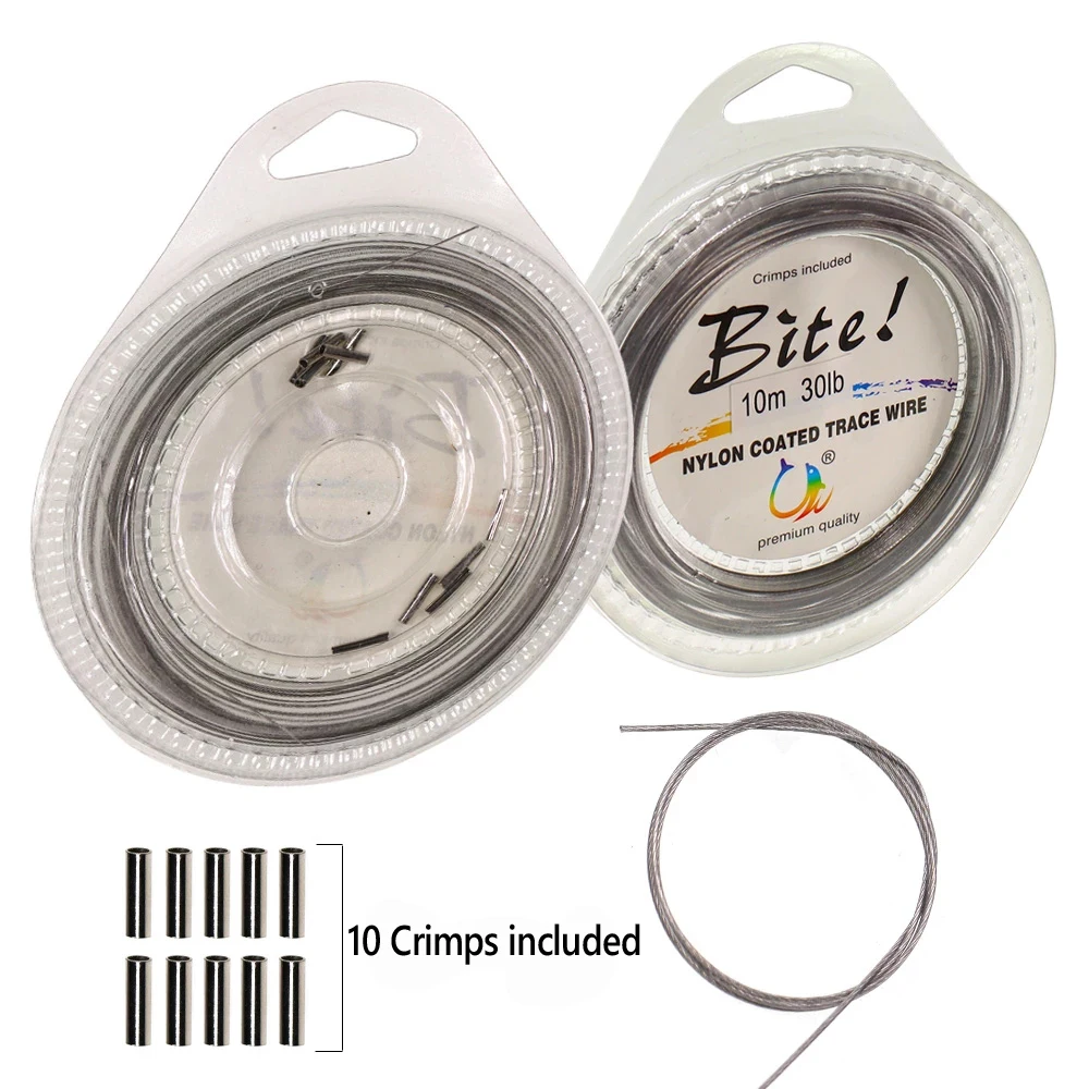 10M 7 Strands Braided Stainless Wire Nylon Coated Trace Wire Leader Coating Jigging Fish Line Saltwater Fishing Rigs Tackle