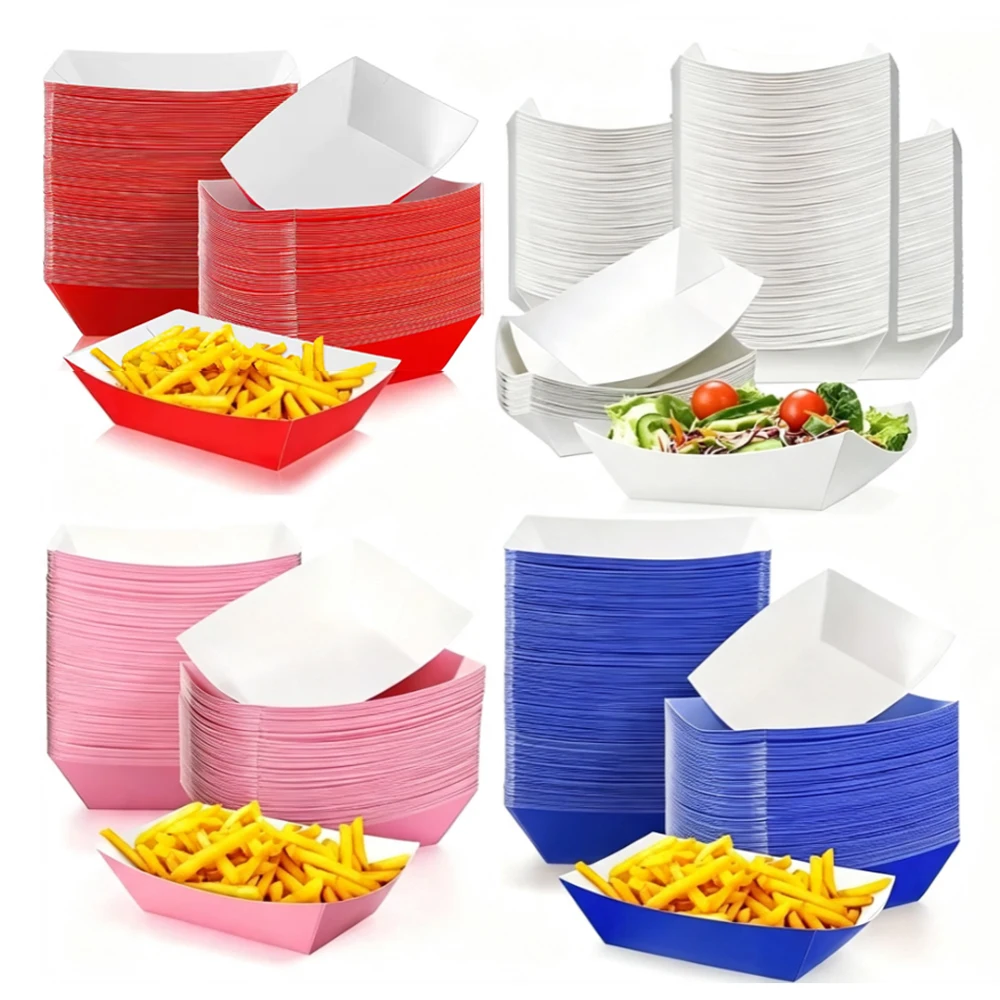 Food Snacks For Baby Shower - 6-30pcs Solid Color Paper Boat Shaped