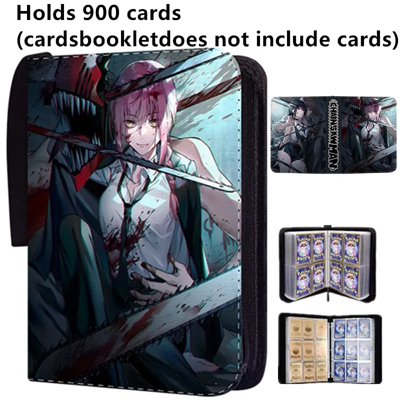 Chainsaw Man Card Album PleFolder, 400 Card Slots Collections Zipper, Double Pocket, Card Binder Holder, 900PCs, 4/9 PCs