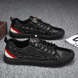 Genuine Leather High Quality Men Shoes Casual Daily Trendy Sneakers Mens Black Comfortable Footwear Spring / Winter 2023