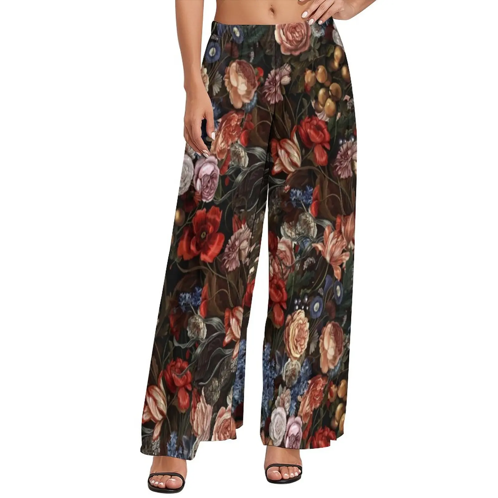 

Color Baroque Floral Pants Vintage Flower Romance Korean Fashion Straight Wide Pants High Waisted Sexy Trousers Big Size 4XL 5XL