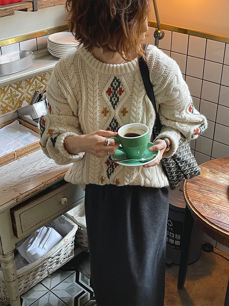 

Свитер крупной вязки из смесовой шерсти 5Eleven, свободный крой, универсальный, для повседневной носки