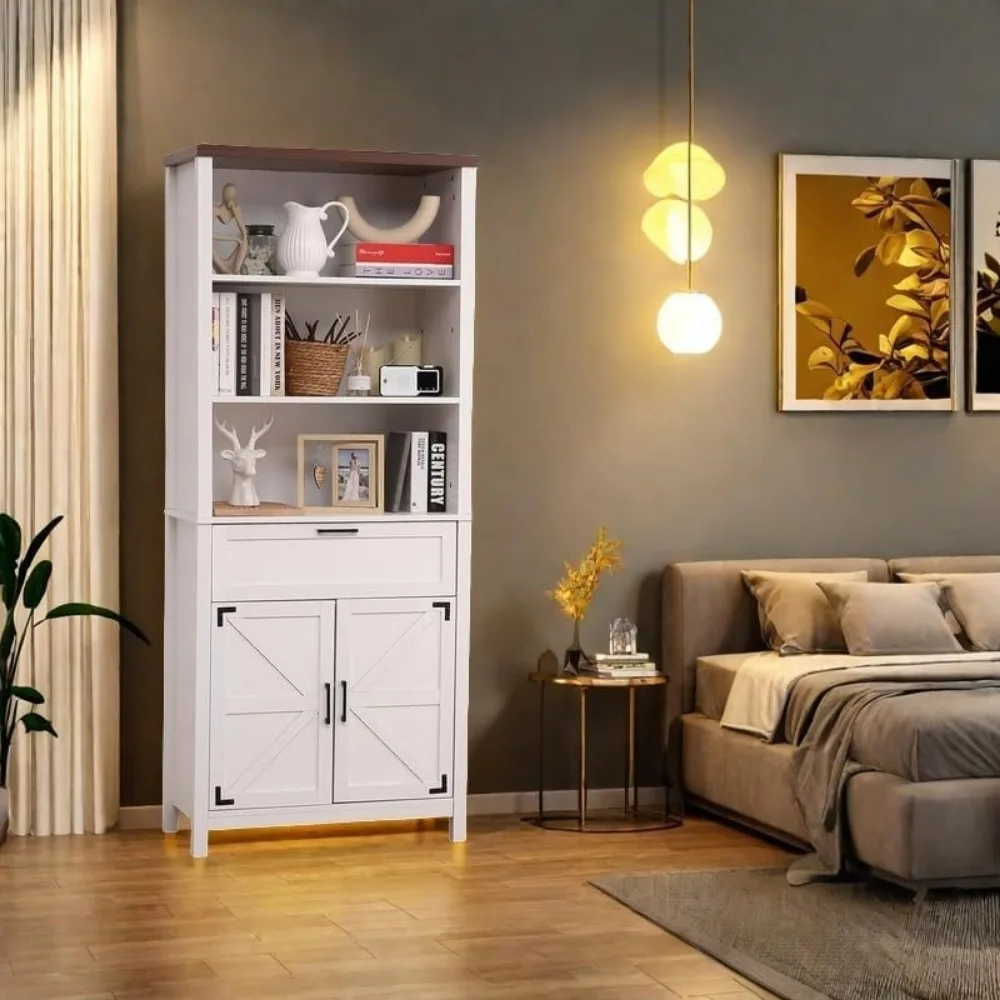 Bibliothèque géométrique contemporaine marron expresso moderne – Solution de rangement élégante pour votre maison