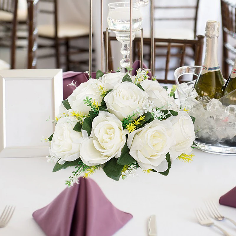 1 Stuks Roos Kussen Bal Opstelling Centrum Stukken Voor Tafels Faux Zijde Bloemen Boeket Voor Bruiloftsfeest Home Decor