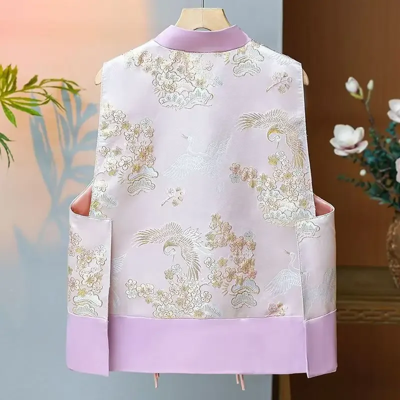 New Spring Summer 2024 Sleeveless Jacquard Casual Women\'s Vest Jacket Chinese Style Tassels High-end Female Horse Clip