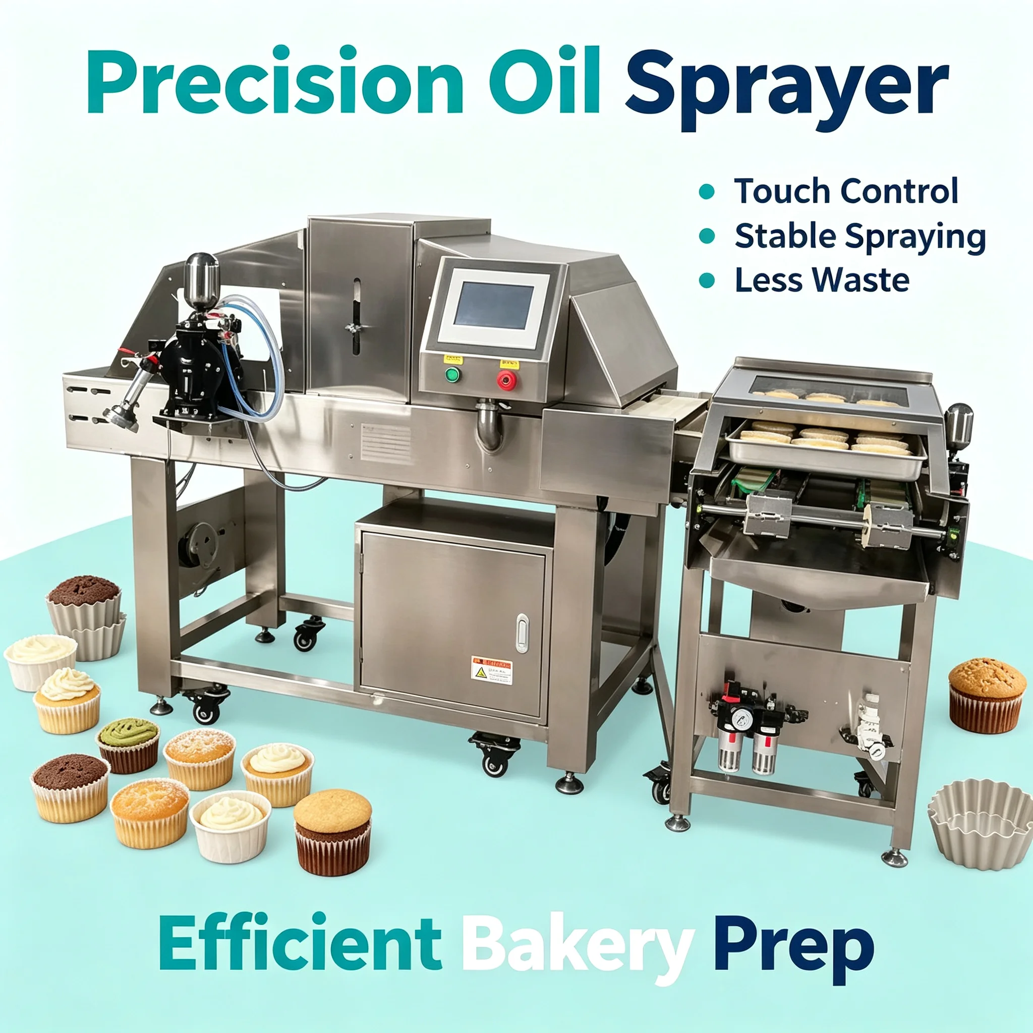 Cake Mold Oil Spraying Machine High‑Speed Demolding Sprayer for Muffin Biscuit Baking Tray Processing Customized