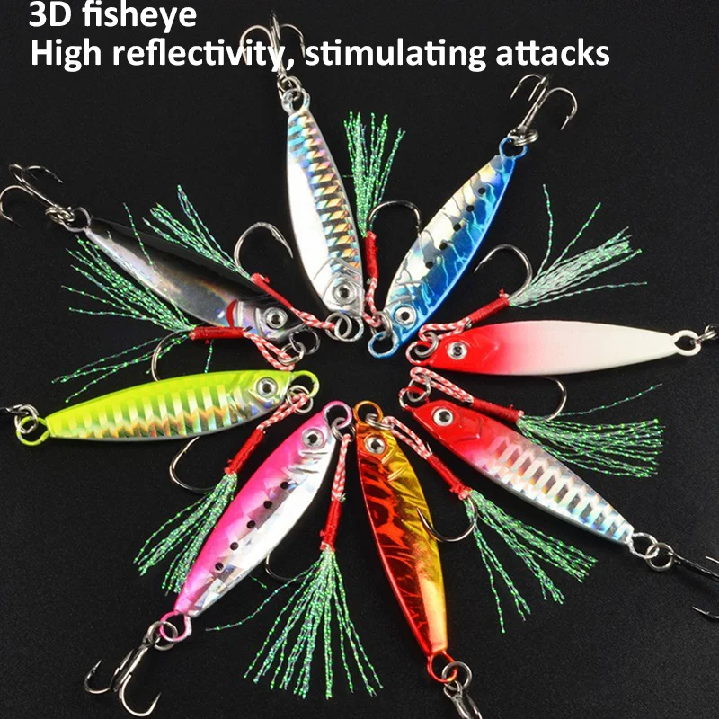 Imagem -04 - Metal Casting Jig Fishing Lure Shore Drag Cast Jigging Colher Isca Artificial Combater Iscas de Água Salgada 10g 15g 20g Pcs