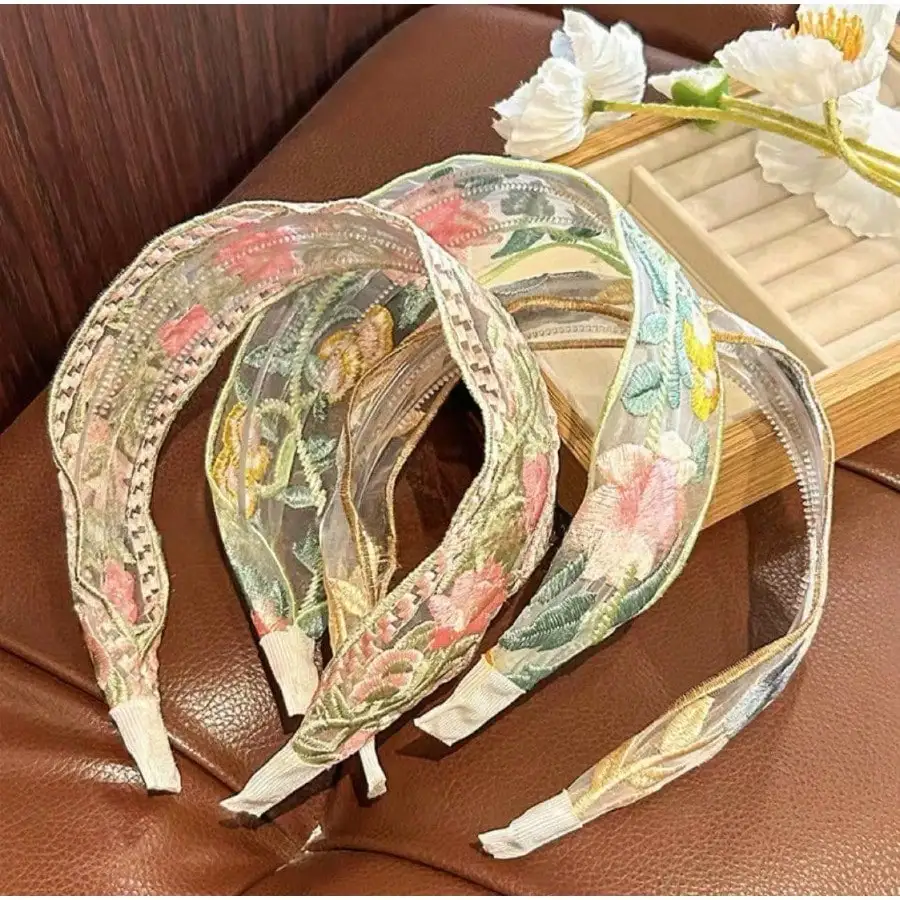 

Women's Elegant Versatile Embroidered Flower Headband, Suitable for Daily, Commute, School, Work, Beach, Party, Vacation, Mother's Day Gift Beauty Home Hair Accessories Hairband