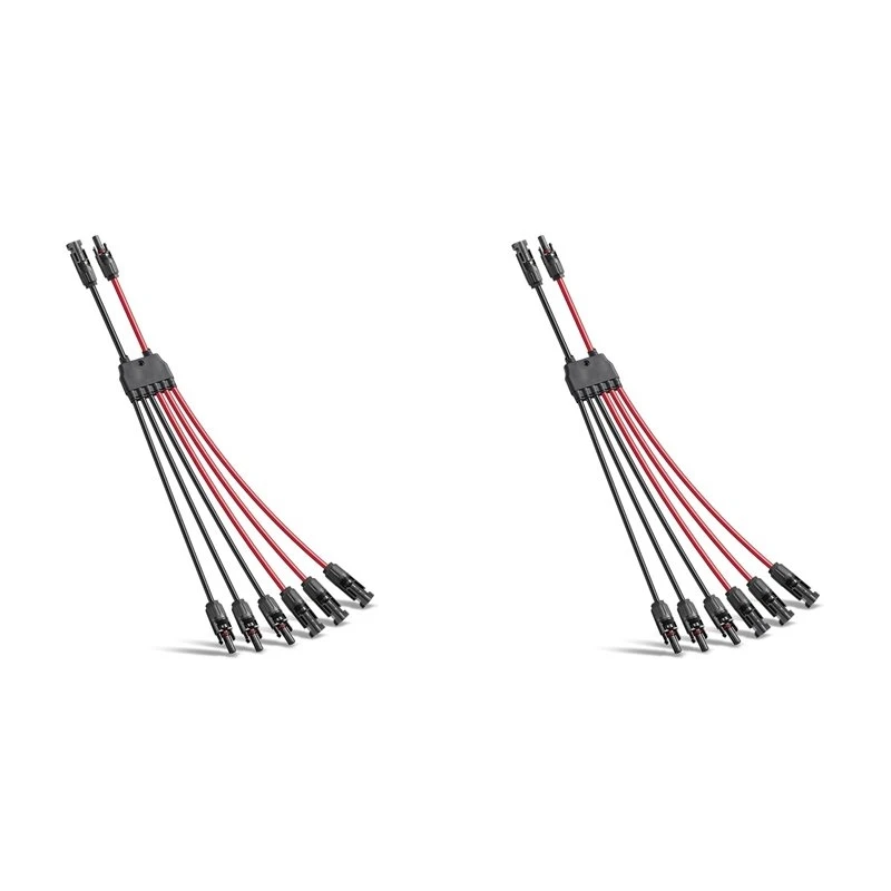JHD 2X Solar Parallel Connectors, 2-3 Panels, 10AWG Y Branch Adapter Cable, Waterproof