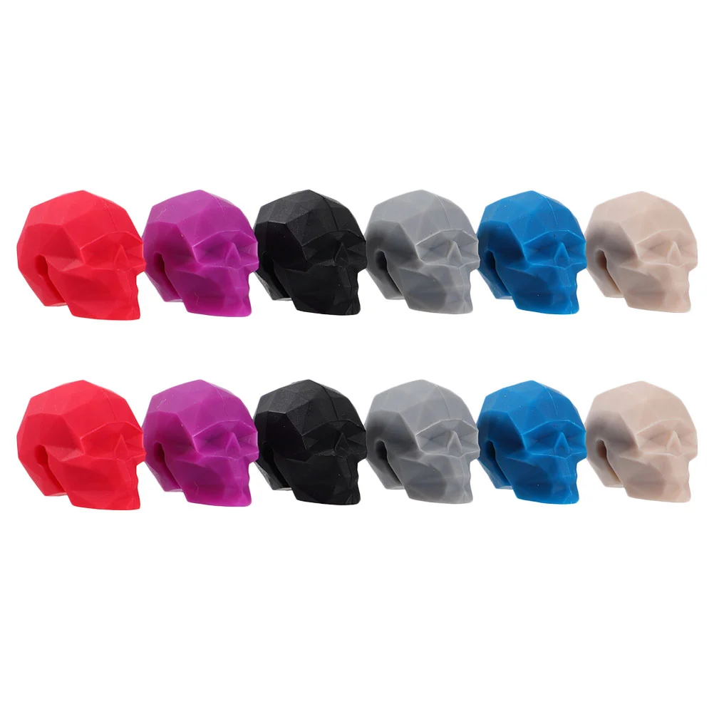 

12 Pcs Silicone Glass Markers Tag Charm Whisky Clip Nonslip Silica Gel Skull