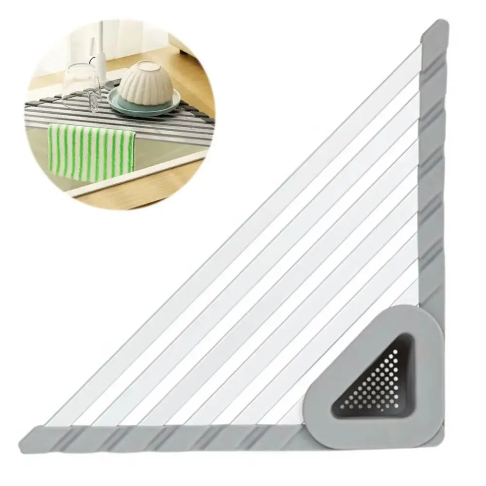 Durable Wear-resistant Storage Rack Organizer Sturdy Triangular Sink Storage Rack Foldable Non-slip Water Filter Sink