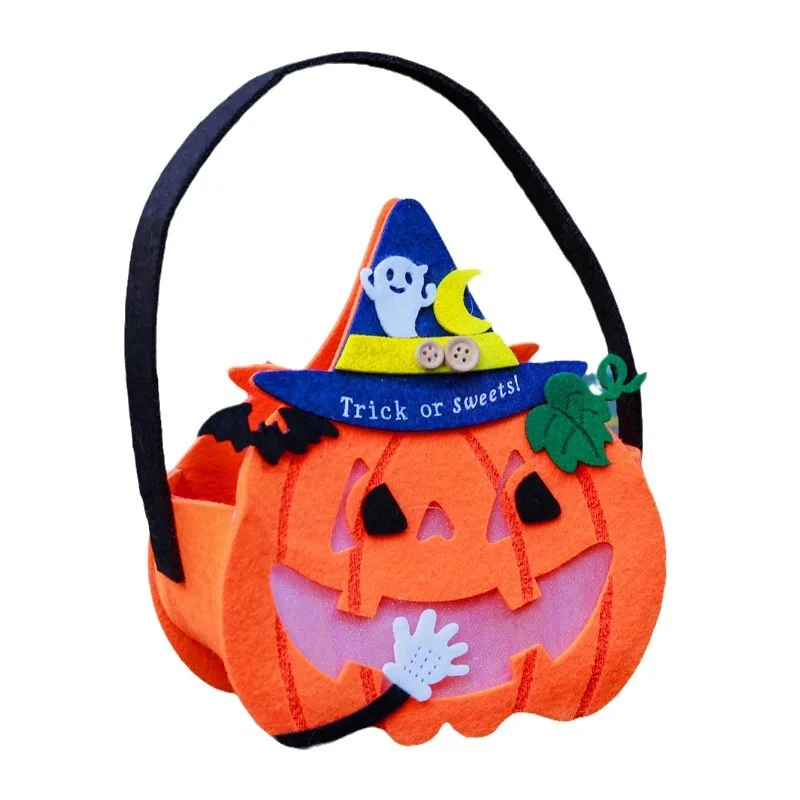 Bat Pumpkin Bag Halloween Candy Gift Storage Supplies Trick or Treat Props for Kids Halloween Party Handheld Nonwoven Candy Bag