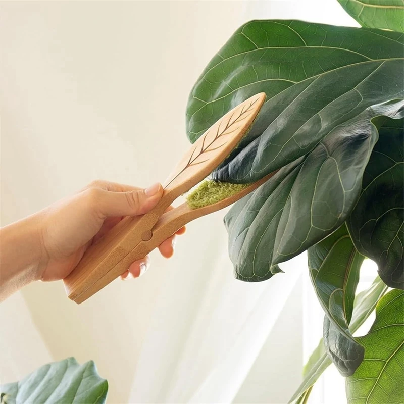مجموعة ملقط تنظيف أوراق النباتات ، منظف الوبر بمقبض خشبي ، مجموعة أدوات تنظيف الأوراق ، 2 صوان