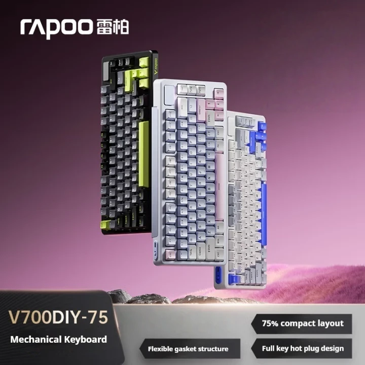 

Rapoo V700DIY-75 Wireless Mechanical Keyboard - Customizable Full-Key Hot-Swappable Bluetooth Three-Mode Gaming & Office Use