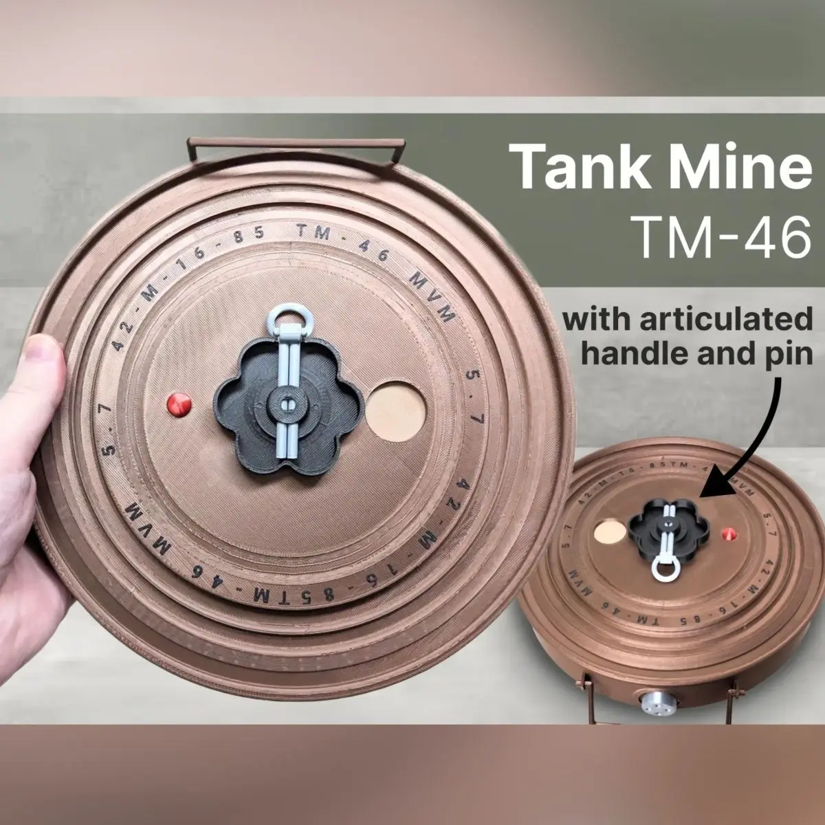 

TM46 Anti-Tank Mine 1:1 Military Fan Collectible Figure 3D Printed Model Prop Gift for Children holiday gifts desktop decoration