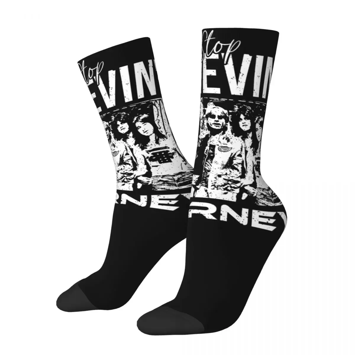 

Crazy Female Socks Journey Rock Band Don't Stop Believin Merch Soft 80s 90s Skateboard Sock All Season