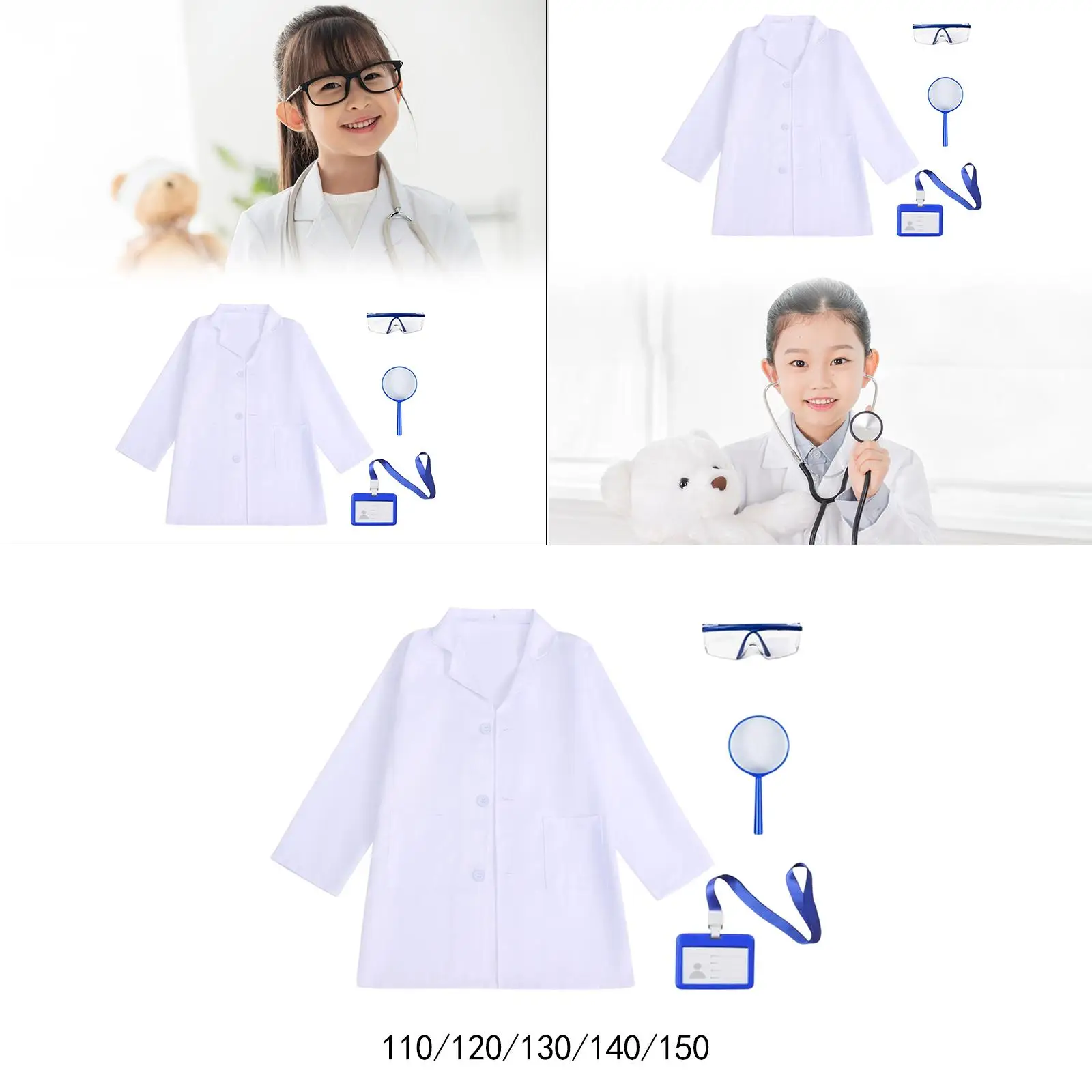 キッズドクターコートごっこ遊びおもちゃギフト長袖白衣子供用