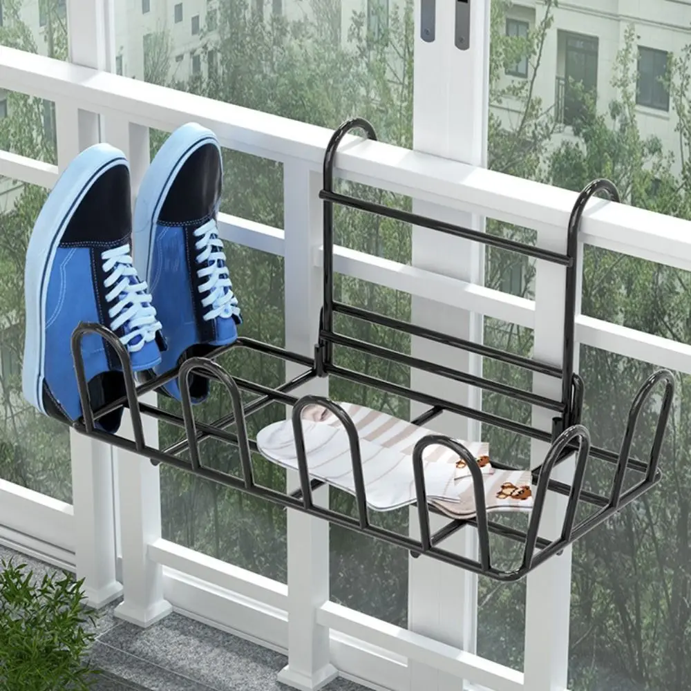 Balcony Drying Shoe Rack Artifact Anti-theft Window Guard Railing Window Drying Clothes Rack Window Sill Drying Sandals Shelf