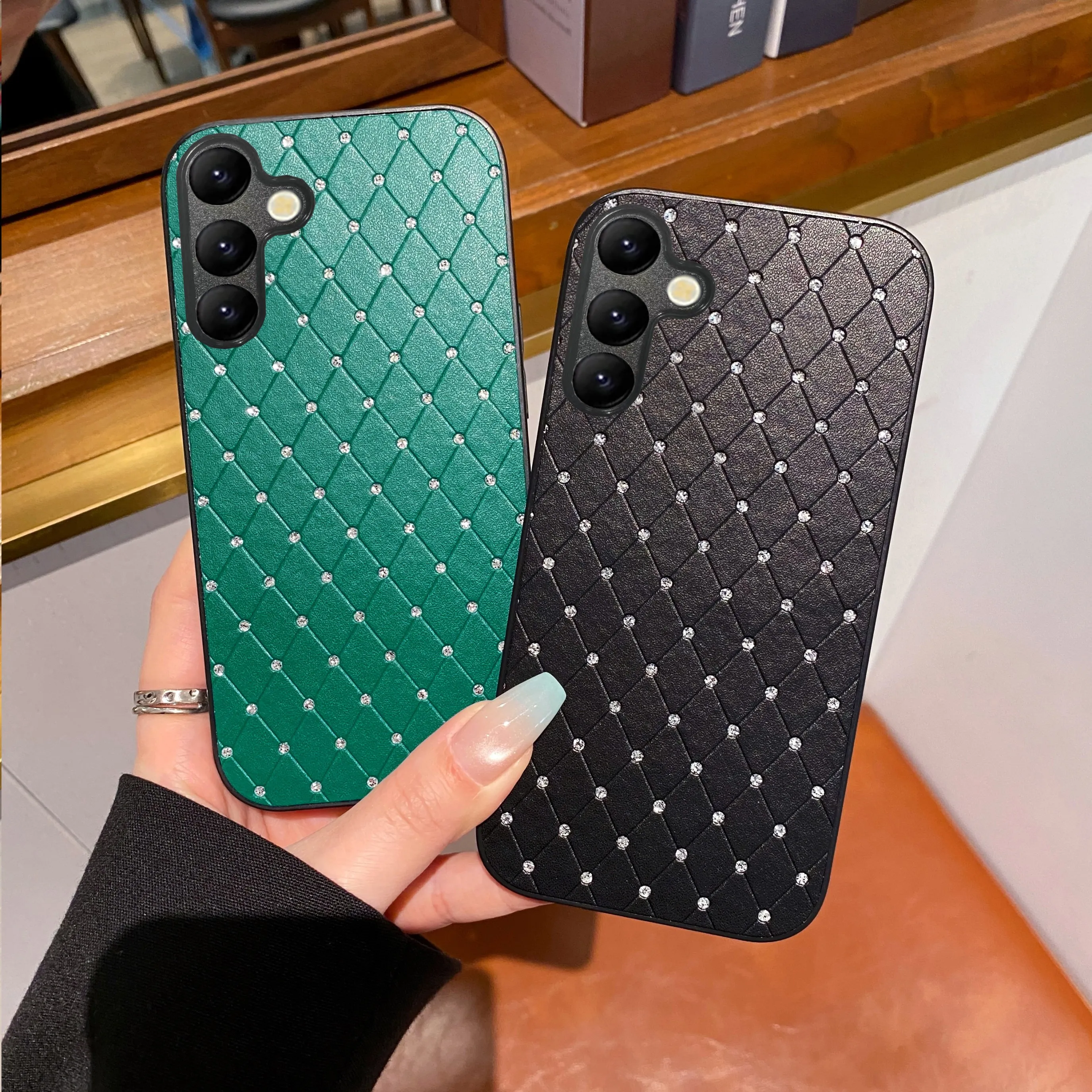 Luxury Rhombus Grid Pattern Faux Leather Phone Casefor Samsung Galaxy A57 A56 A55 A37 A35 A36 A26 A25 A17 A16 A15 A14 A12 Cover