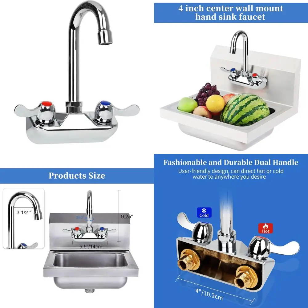 

3,5 Настенный кухонный смеситель с двумя ручками на гибкой стойке, латунь и хромированная отделка