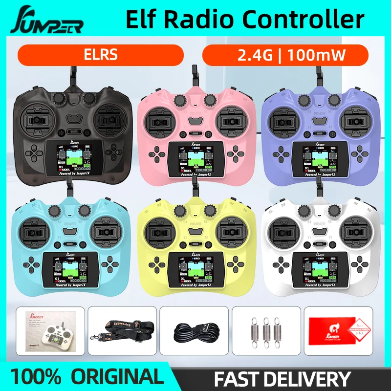 Jumper Elf Radio Controller 2.4G ELRS Hall Sensor Gimbals Transmitter Remote Control IPS Color Screen For RC FPV Freestyle Drone